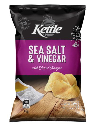 SEA SALT & VINEGAR NATURAL POTATO CHIPS 45g box of 18