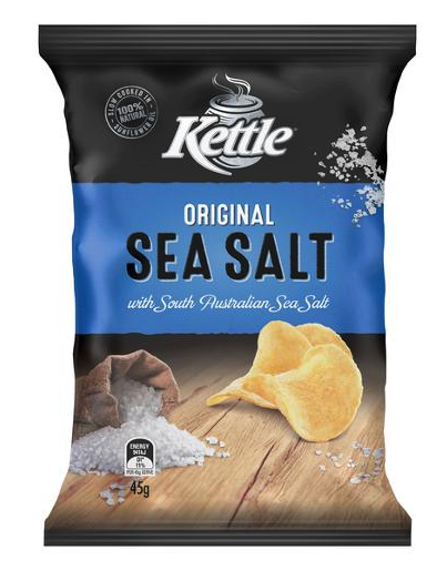 SEA SALT NATURAL POTATO CHIPS 45g box of 18