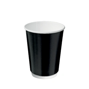 Coffee Cup 12OZ Black Double  (25 in sleeve)
